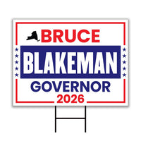 Bruce Blakeman For New York Governor 2026 Yard Sign, Corrugated Plastic Governor Elections Race Red White Blue Yard Sign with Metal H-Stake