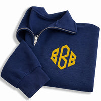 Monogram Embroidered Quarter Zip Sweatshirt, Personalized Monogrammed Pullover, Custom Initials Gift for Her, Stylish Zip Up