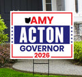 Amy Acton For Ohio Governor 2026 Yard Sign, Corrugated Plastic Governor Elections Race Red White & Blue Yard Sign with Metal H-Stake