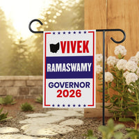 Vivek Ramaswamy For Ohio Governor 2026 Garden Flag, Double Sided, 2026 Governor Flag, Elections Flag, Race Red White & Blue Flag