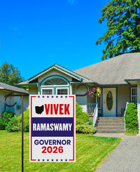 Vivek Ramaswamy For Ohio Governor 2026 Garden Flag, Double Sided, 2026 Governor Flag, Elections Flag, Race Red White & Blue Flag