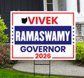 Vivek Ramaswamy For Ohio Governor 2026 Yard Sign, Corrugated Plastic Governor Elections Race Red White & Blue Yard Sign with Metal H-Stake