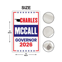 Charles McCall For Oklahoma Governor 2026 Garden Flag, Double Sided, 2026 Governor Flag, Elections Flag, Race Red White & Blue Flag