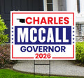 Charles McCall For Oklahoma Governor 2026 Yard Sign, Corrugated Plastic Governor Elections Race Red White Blue Yard Sign with Metal H-Stake