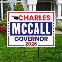 Charles McCall For Oklahoma Governor 2026 Yard Sign, Corrugated Plastic Governor Elections Race Red White Blue Yard Sign with Metal H-Stake