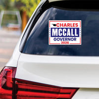 Charles McCall For Oklahoma Governor 2026 Vinyl Sticker, Vote Charles McCall, Oklahoma Governor Elections 2026 Bumper Sticker 6" x 4.5"