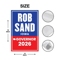 Rob Sand For Iowa Governor 2026 Garden Flag, Double Sided, 2026 Governor Flag, Democratic party, Elections Flag, Race Red White & Blue Flag
