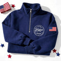 USA 250th Anniversary Embroidered Quarter Zip Sweatshirt, 1776–2026 Patriotic Pullover, 4th of July 250 Years America Gift