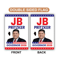 JB Pritzker For Illinois Governor 2026 Garden Flag, Double Sided, 2026 Governor Flag, Democrate, Elections Flag, Race Red White & Blue Flag