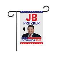 JB Pritzker For Illinois Governor 2026 Garden Flag, Double Sided, 2026 Governor Flag, Democrate, Elections Flag, Race Red White & Blue Flag