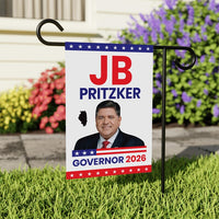 JB Pritzker For Illinois Governor 2026 Garden Flag, Double Sided, 2026 Governor Flag, Democrate, Elections Flag, Race Red White & Blue Flag