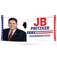 JB Pritzker For Illinois U.S. Governor Banner Sign, 13 oz Waterproof US Governor Election 2026 Vinyl Banner With Metal Grommets