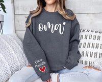 Personalized Oma Shirt, Grandma Oma Shirt, Best Oma Ever Heart Tee, Omi Gift Shirt, Mother’s Day Oma Shirt, Grandma Gifts, Front Sleeve