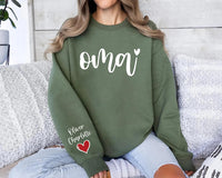 Personalized Oma Shirt, Grandma Oma Shirt, Best Oma Ever Heart Tee, Omi Gift Shirt, Mother’s Day Oma Shirt, Grandma Gifts, Front Sleeve