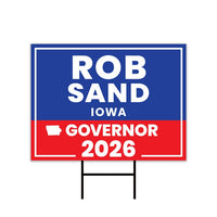 Rob Sand For Iowa Governor 2026 Yard Sign, Corrugated Plastic Governor Elections Race Red White & Blue Yard Sign with Metal H-Stake