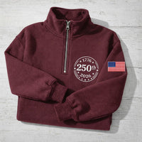 USA 250th Anniversary Embroidered Quarter Zip Sweatshirt, 1776–2026 Patriotic Pullover, 4th of July 250 Years America Gift