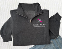 Phlebotomist Embroidered Quarter Zip Sweatshirt, Butterfly Needle Pullover, Personalized Phlebotomy Tech Gift for Women Men