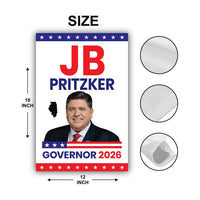 JB Pritzker For Illinois Governor 2026 Garden Flag, Double Sided, 2026 Governor Flag, Democrate, Elections Flag, Race Red White & Blue Flag