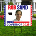 Rob Sand For Iowa Governor 2026 Yard Sign, Corrugated Plastic Governor Elections Race Red White & Blue Yard Sign with Metal H-Stake