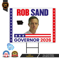 Rob Sand For Iowa Governor 2026 Yard Sign, Corrugated Plastic Governor Elections Race Red White & Blue Yard Sign with Metal H-Stake