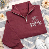Wrestling Team Embroidered Quarter Zip Sweatshirt, Personalized Wrestling Pullover, Custom Team Name Wrestling Gift, Coach Fan Wear