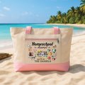 Homeschool Mama Tote Bag with Zipper, Personalized Family Name Bag, Homeschool Mom Gift, Custom Teacher Mom Gift, Work Travel Tote