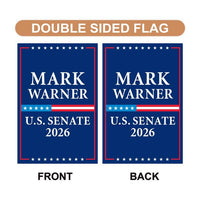 Mark Warner For Virginia Senate 2026 Garden Flag, Double Sided, 2026 Senate Flag, Elections Flag, Anti-Trump, Race Red White & Blue Flag