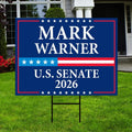Mark Warner For Virginia Senate 2026 Yard Sign, Corrugated Plastic Senate Elections, Race Red White & Blue Yard Sign with Metal H-Stake