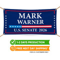 Mark Warner For Virginia U.S. Senate Banner Sign, 13 oz Waterproof US Senate Election 2026, Democratic Vinyl Banner With Metal Grommets