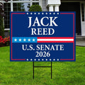 Jack Reed For Rhode Island Senate 2026 Yard Sign, Corrugated Plastic Senate Elections, Race Red White & Blue Yard Sign with Metal H-Stake