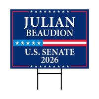 Julian Beaudion For South Dakota Senate 2026 Yard Sign, Corrugated Senate Elections, Race Red White & Blue Yard Sign with Metal H-Stake