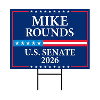 Mike Rounds For South Dakota Senate 2026 Yard Sign, Corrugated Plastic Senate Elections, Race Red White & Blue Yard Sign with Metal H-Stake