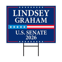 Lindsey Graham For South Carolina Senate 2026 Yard Sign, Corrugated Senate Elections, Race Red White & Blue Yard Sign with Metal H-Stake