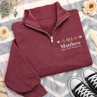 EMS Dispatcher Embroidered Quarter Zip Sweatshirt, 911 Personalized Name Pullover, Emergency Services Gift, First Responder Apparel