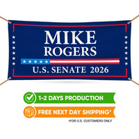 Mike Rogers For Michigan U.S. Senate Banner Sign, 13 oz Waterproof US Senate Election 2026, Senate Vinyl Banner With Metal Grommets