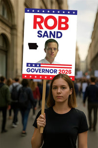 Rob Sand For Iowa Governor 2026 Election Sign, Political Campaign Sign, Democratic party, Governor Election 2026 Race Poster Sign