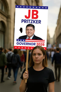 JB Pritzker For Illinois Governor 2026 Election Sign, Political Campaign Sign, Democratic party, Governor Election 2026 Race Poster Sign