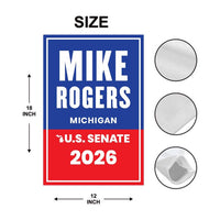 Mike Rogers For Michigan Senate 2026 Garden Flag, Double Sided, 2026 Senate Flag, Elections Flag, Race Red White & Blue Flag