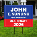 John E. Sununu For New Hampshire Senate 2026 Yard Sign, Corrugated Senate Elections, Race Red White & Blue Yard Sign with Metal H-Stake