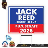 Jack Reed For Rhode Island Senate 2026 Yard Sign, Corrugated Plastic Senate Elections, Race Red White & Blue Yard Sign with Metal H-Stake
