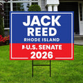 Jack Reed For Rhode Island Senate 2026 Yard Sign, Corrugated Plastic Senate Elections, Race Red White & Blue Yard Sign with Metal H-Stake