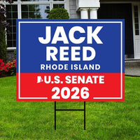 Jack Reed For Rhode Island Senate 2026 Yard Sign, Corrugated Plastic Senate Elections, Race Red White & Blue Yard Sign with Metal H-Stake