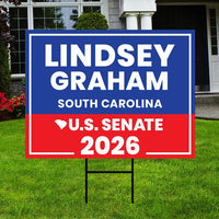 Lindsey Graham For South Carolina Senate 2026 Yard Sign, Corrugated Senate Elections, Race Red White & Blue Yard Sign with Metal H-Stake