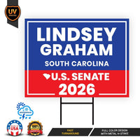 Lindsey Graham For South Carolina Senate 2026 Yard Sign, Corrugated Senate Elections, Race Red White & Blue Yard Sign with Metal H-Stake