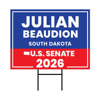Julian Beaudion For South Dakota Senate 2026 Yard Sign, Corrugated Senate Elections, Race Red White & Blue Yard Sign with Metal H-Stake