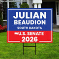Julian Beaudion For South Dakota Senate 2026 Yard Sign, Corrugated Senate Elections, Race Red White & Blue Yard Sign with Metal H-Stake