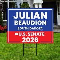 Julian Beaudion For South Dakota Senate 2026 Yard Sign, Corrugated Senate Elections, Race Red White & Blue Yard Sign with Metal H-Stake