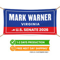 Mark Warner For Virginia U.S. Senate Banner Sign, 13 oz Waterproof US Senate Election 2026, Democratic Vinyl Banner With Metal Grommets