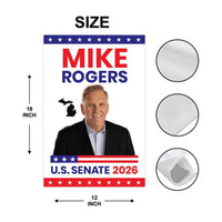 Mike Rogers For Michigan Senate 2026 Garden Flag, Double Sided, 2026 Senate Flag, Elections Flag, Race Red White & Blue Flag