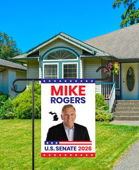 Mike Rogers For Michigan Senate 2026 Garden Flag, Double Sided, 2026 Senate Flag, Elections Flag, Race Red White & Blue Flag
